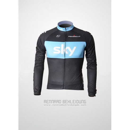 2011 Fahrradbekleidung Sky Shwarz und Azurblau Trikot Langarm und Tragerhose